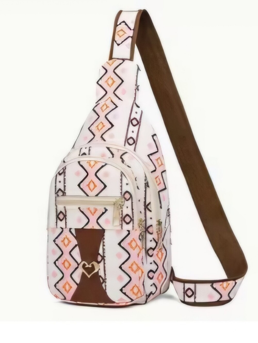 NWT White and Pink Aztec Women's Sling Bag